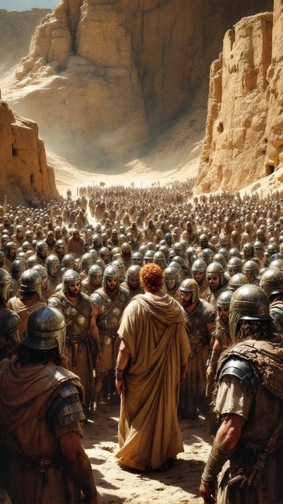 Hebrew Warriors Confront Philistine Army at Masada