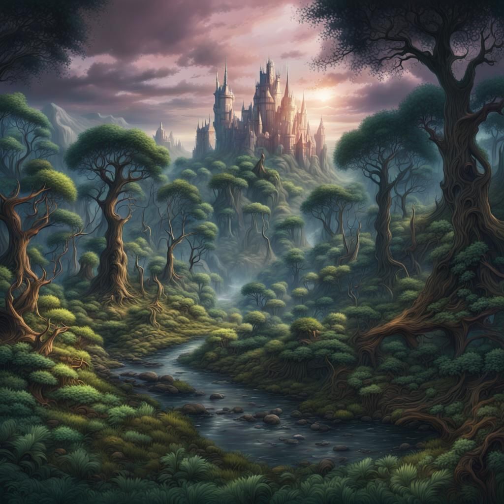 Epic Fantasy Woodlands Landscape: Digital Matte Painting