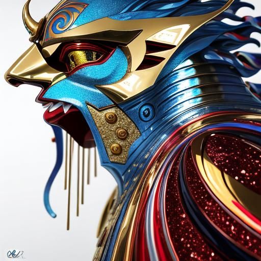 Psychedelic Tutankhamen in Glamorous CGI Style