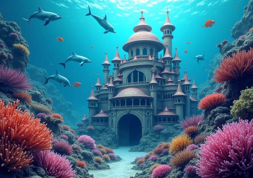 Coral Reef Palace: Underwater Fantasy Illustration
