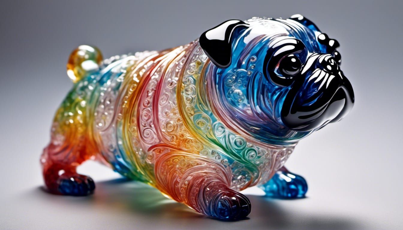 Stained Glass Art Pug Portrait