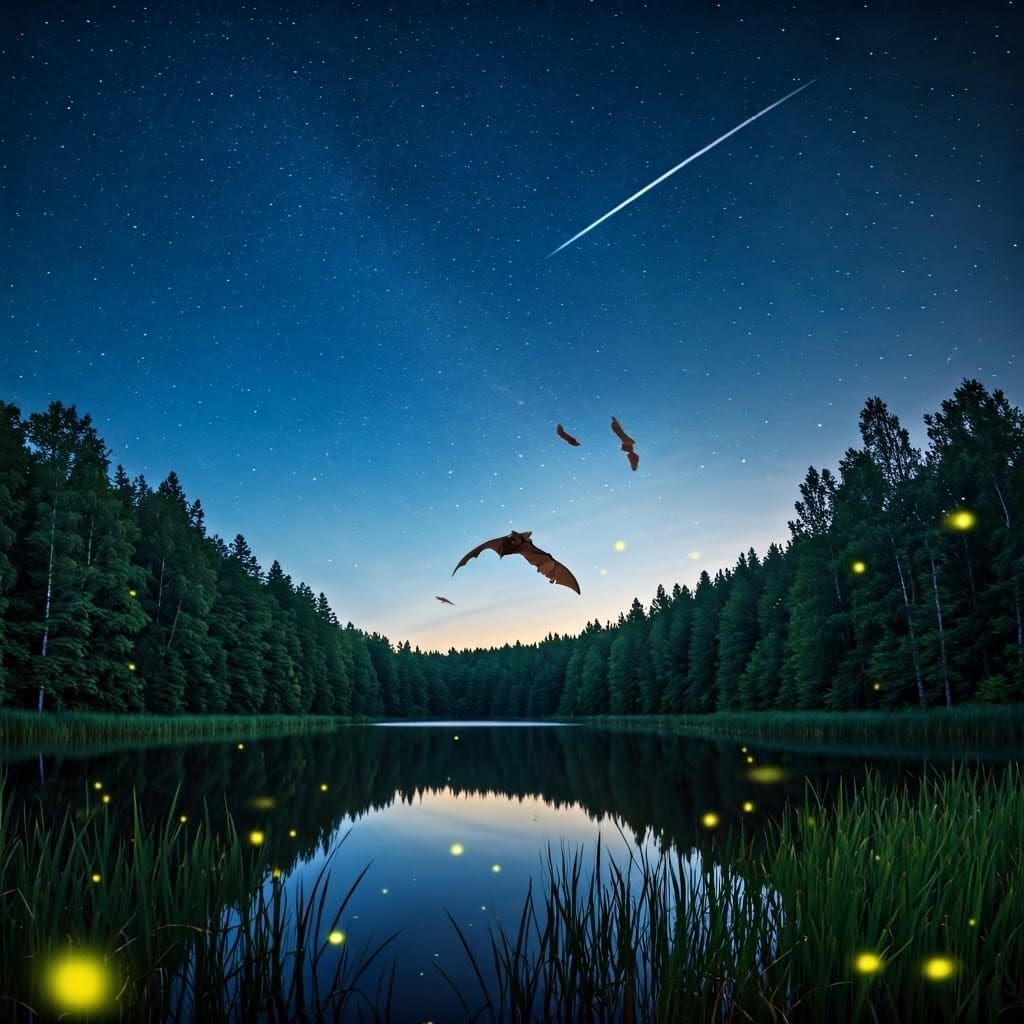 Magical Midsummer Night with Bats and Fireflies