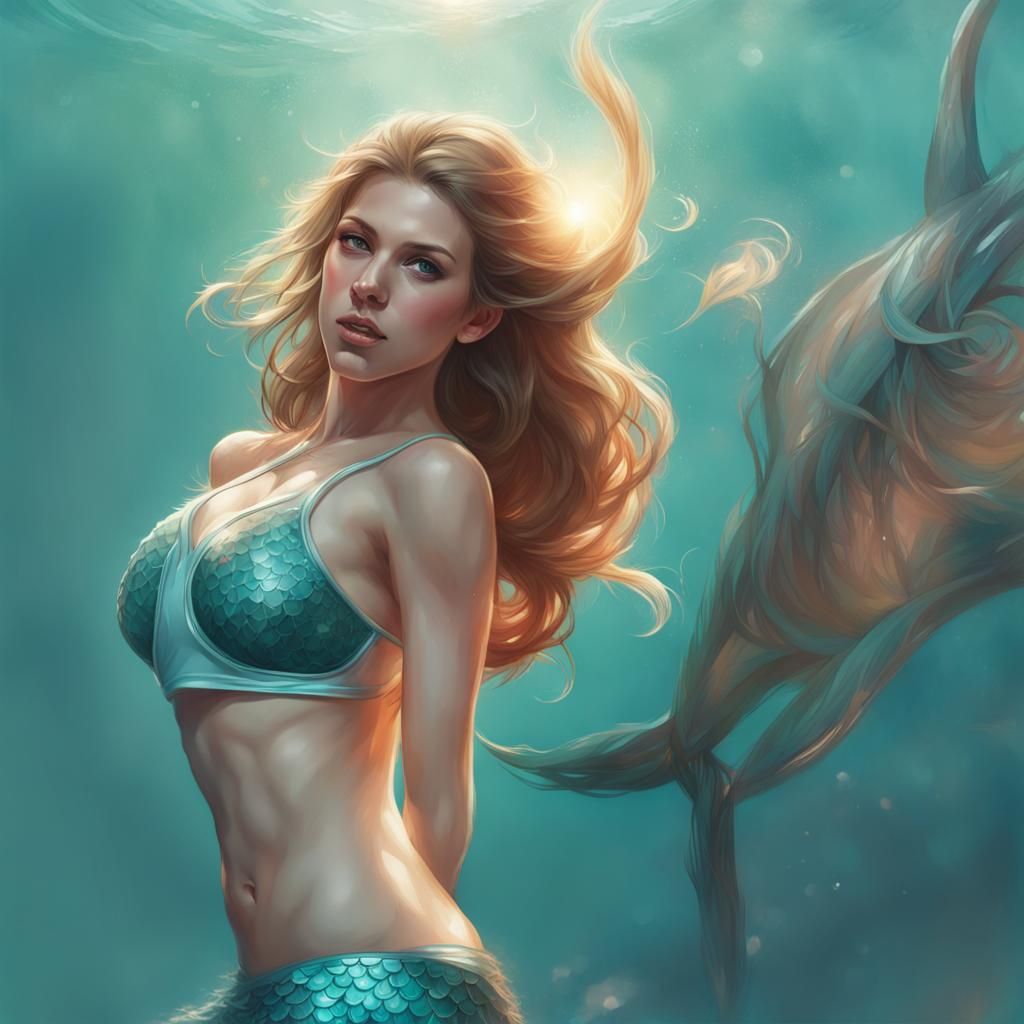 Mermaid Cheerleader Portrait in Hyperdetailed Style
