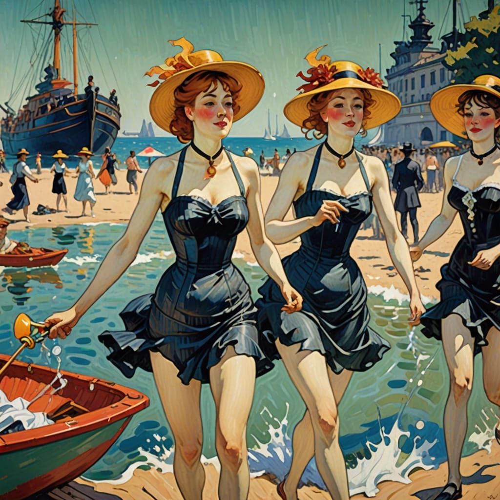 Vibrant Beach Battle in Colorful Illustration Style