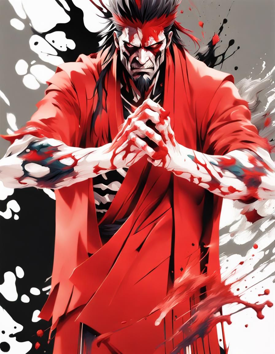 Masculine God in Action Pose, Anime Style