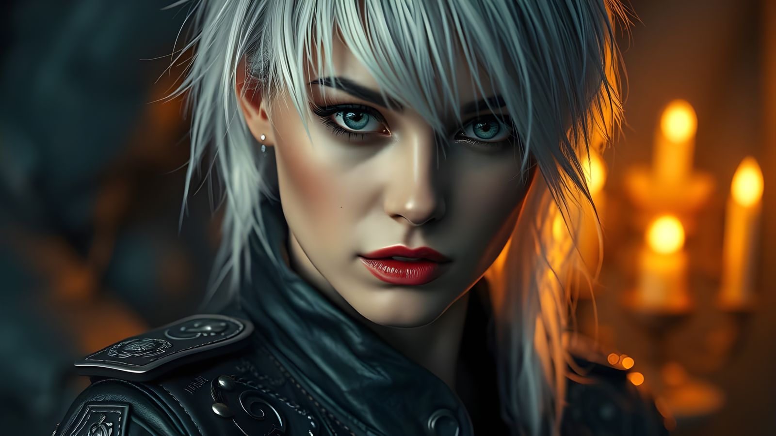 A Cyberpunk Woman in a Dark Fantasy Realm