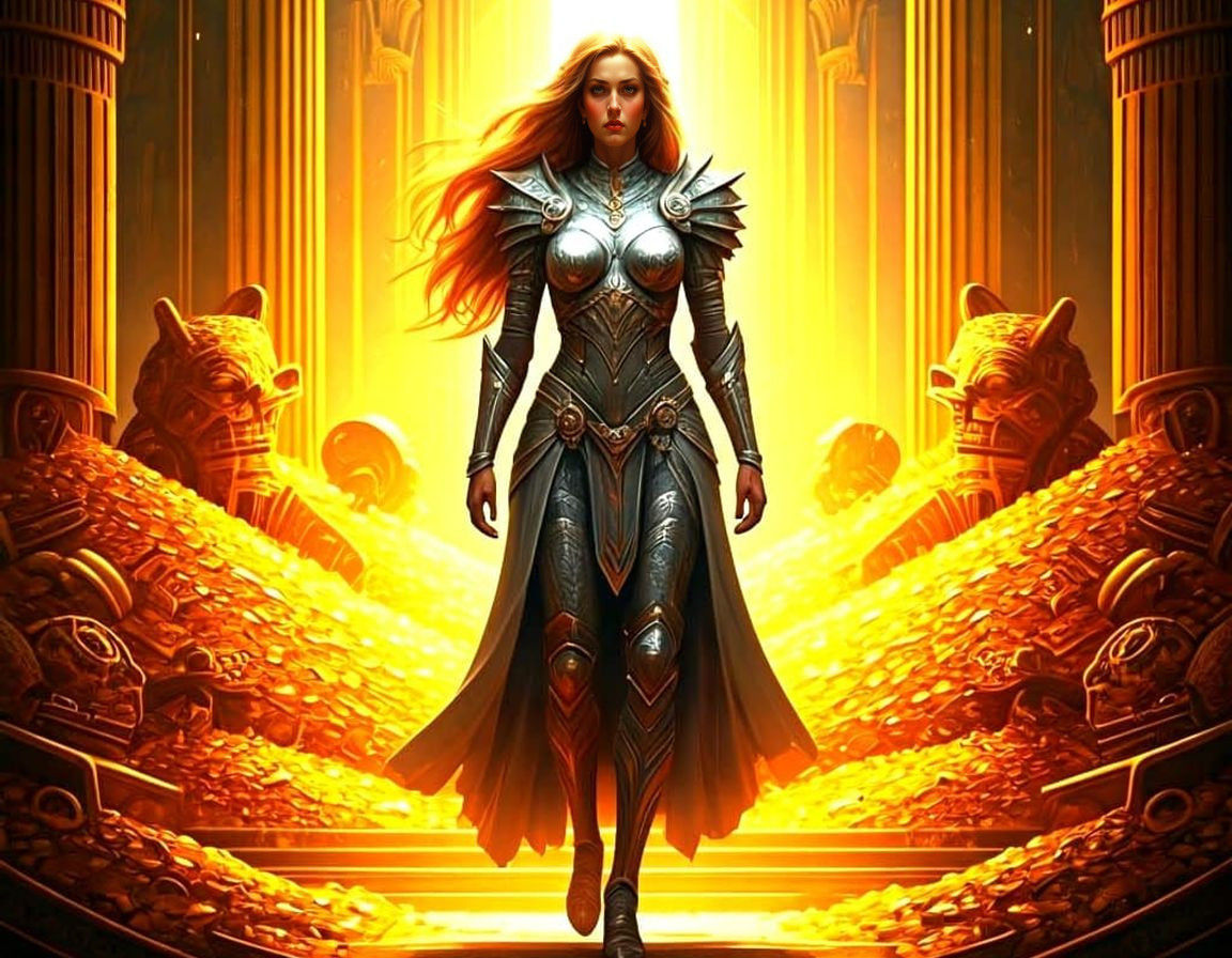 Female Warrior Discovers Lost City, Pulp Magazine Cover