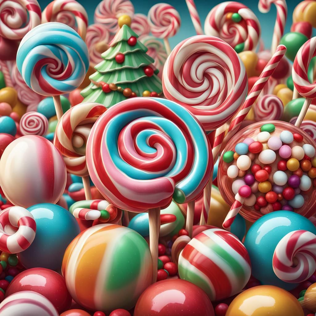 Festive Candyland Christmas in Digital Art Style
