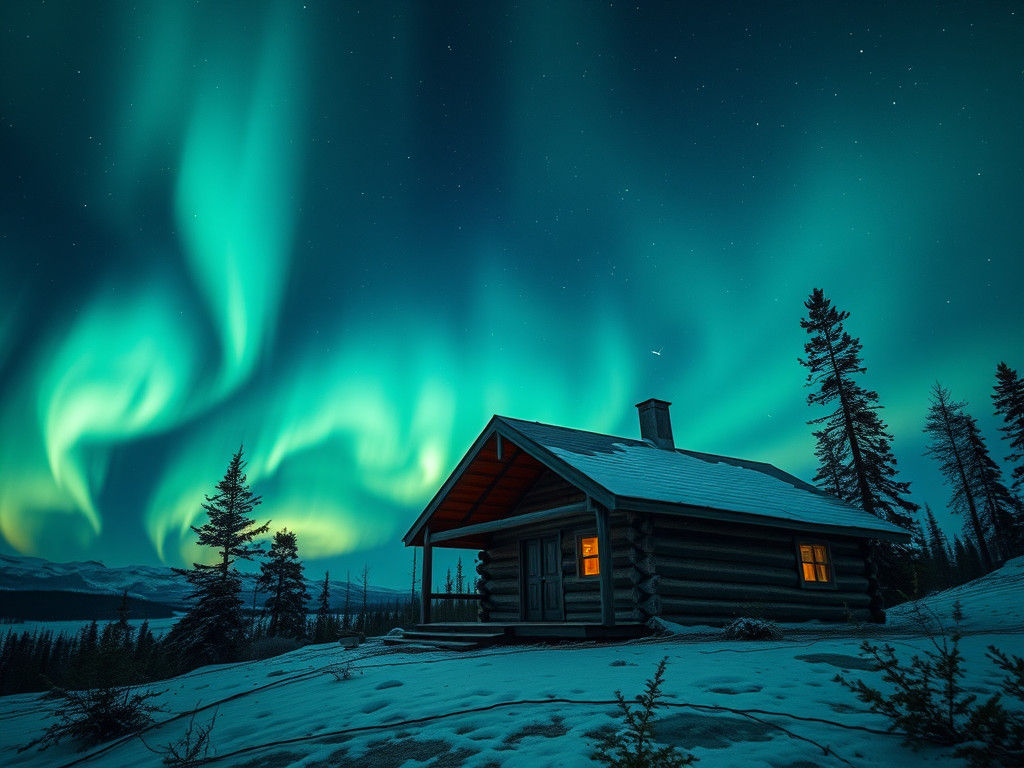 Aurora Cabin: Hyperrealistic Northern Lights Display