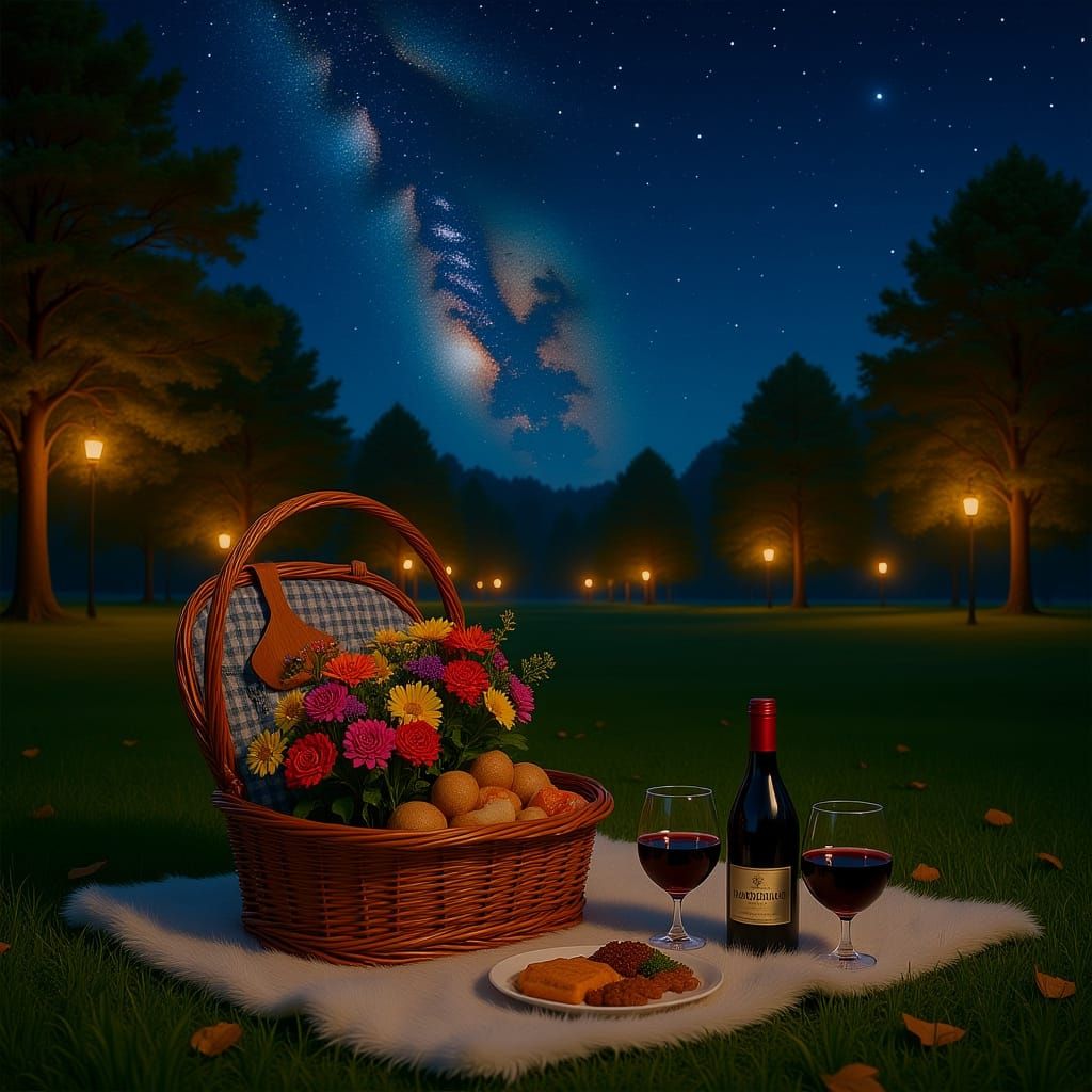 Romantic Picnic Under Autumn Meteor Shower