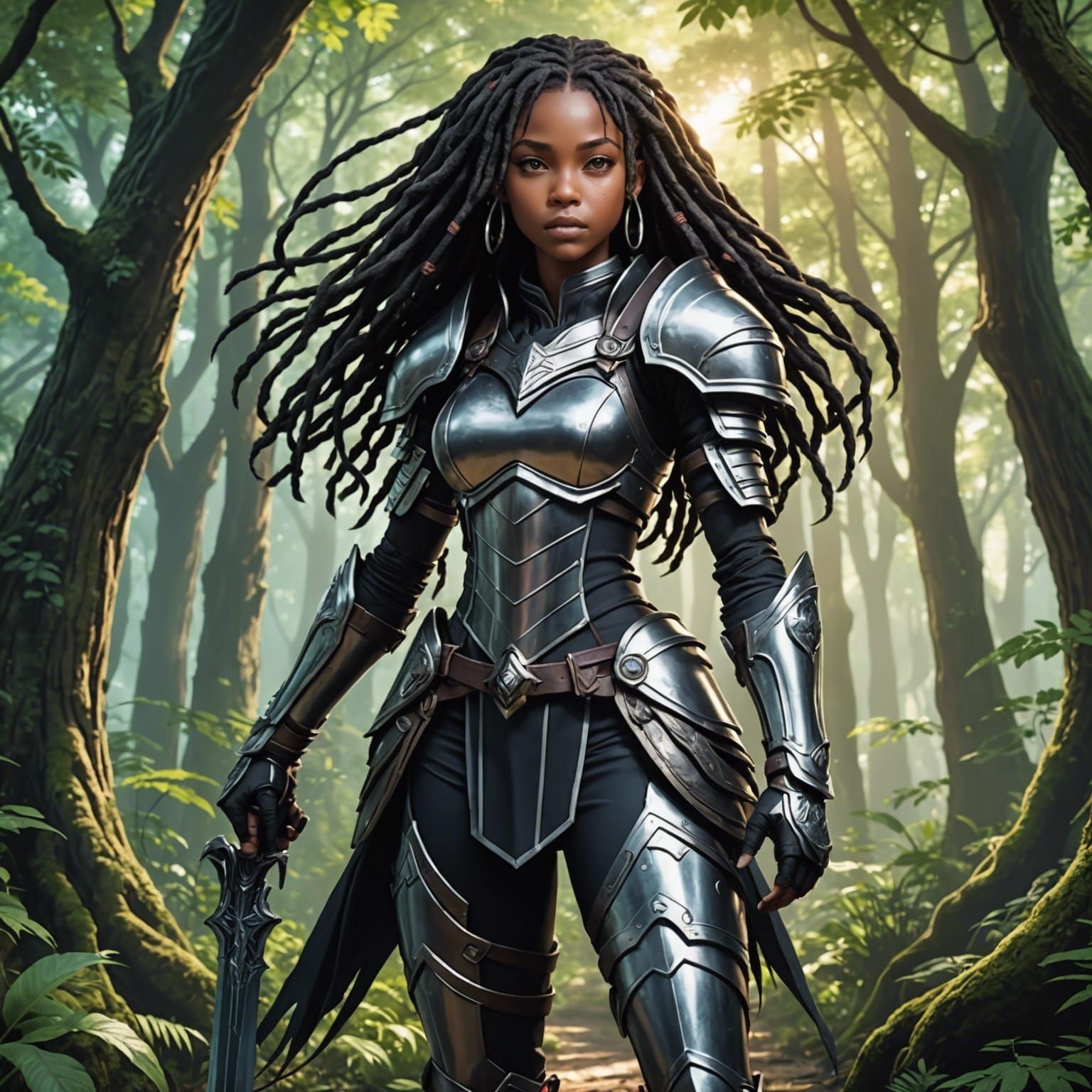 Anime Girl Knight on a Fantasy Mission