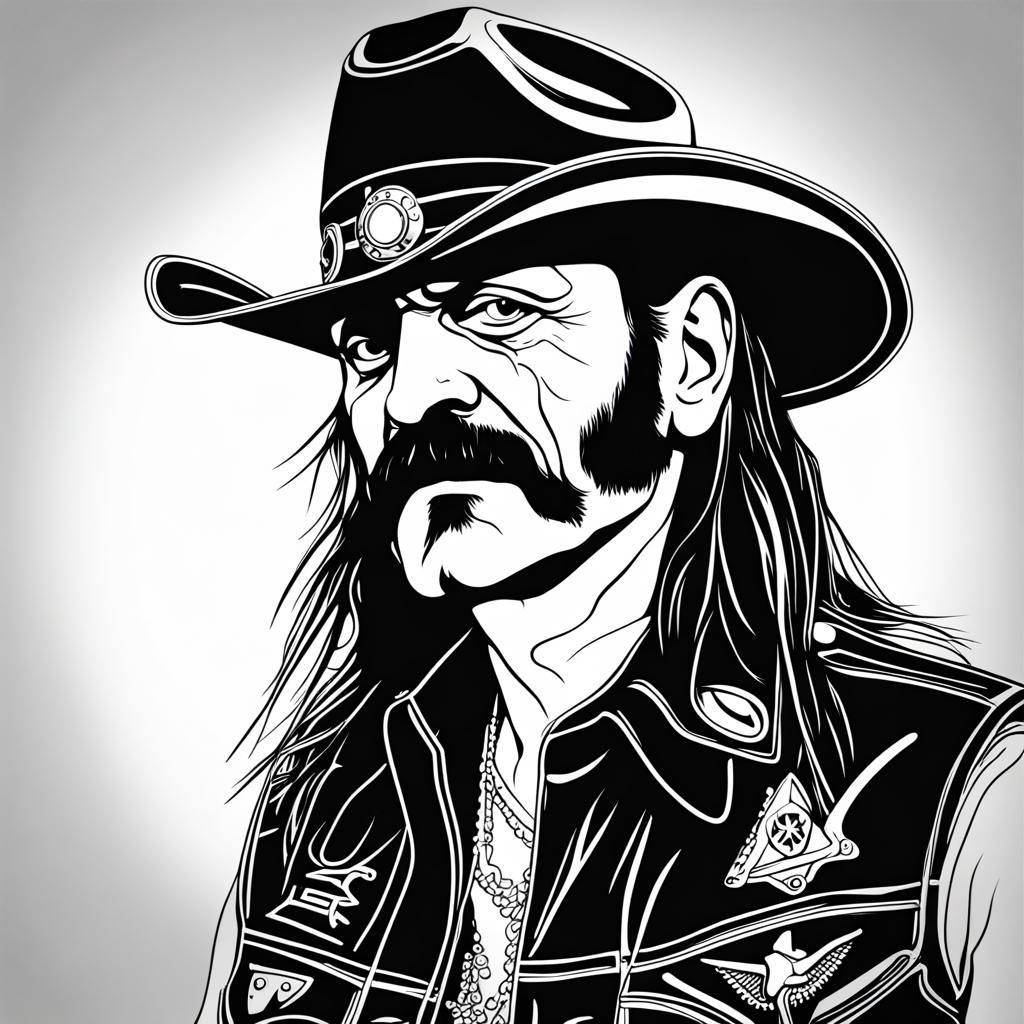 Minimalist Line Art Portrait of a Rocker