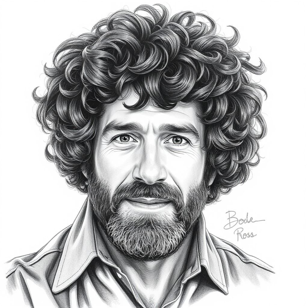 Bob Ross Pencil Portrait