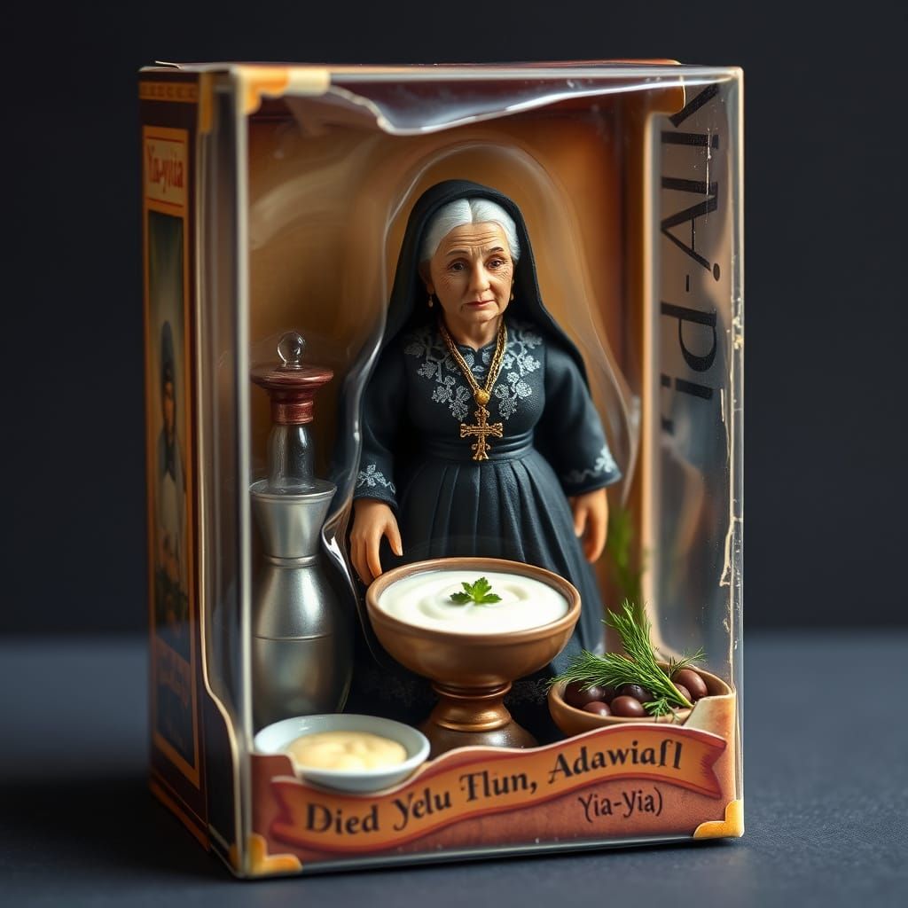 Vintage Greek Yia-yia Action Figure Box in Distressed Retro ...