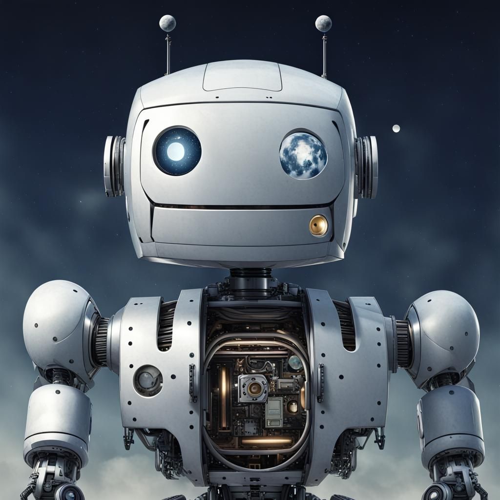 Futuristic Robot on the Moon