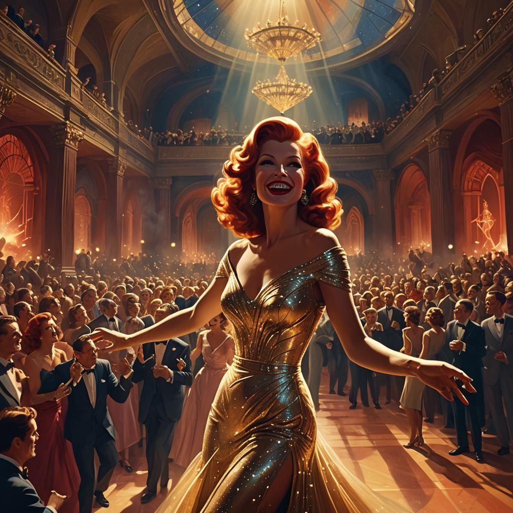 Rita Hayworth Dances in a Giraud-Inspired Hall