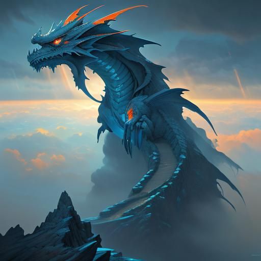 Cloud Dragon Coiled Around Mountain Peak