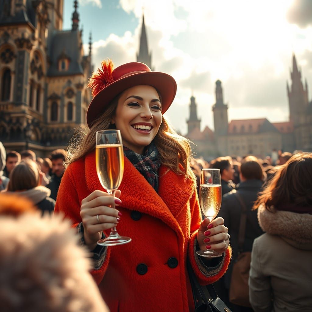 Joyous New Year Celebration in Historic Prague