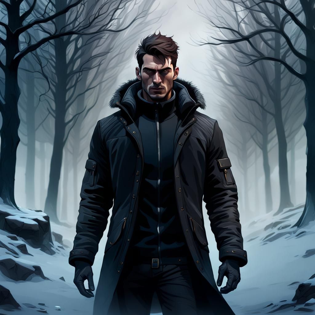 Shadowy Man in Fog: Norse-Inspired Fantasy Art