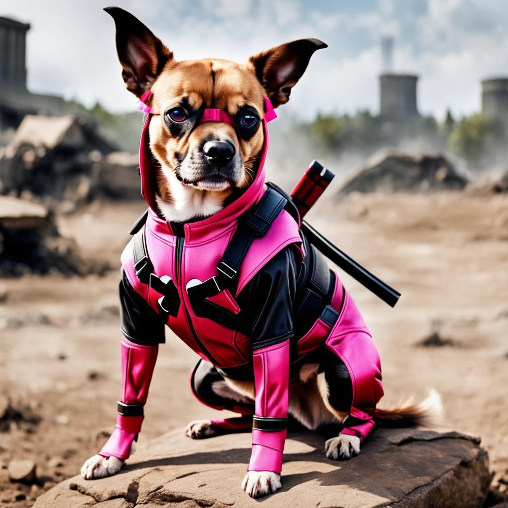 Dog Cosplay: Deadpool on Battlefield