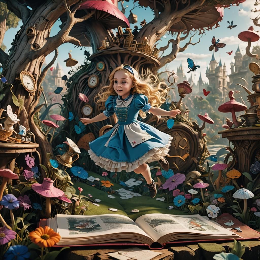 Alice in Wonderland Pop-Up Book Illustration