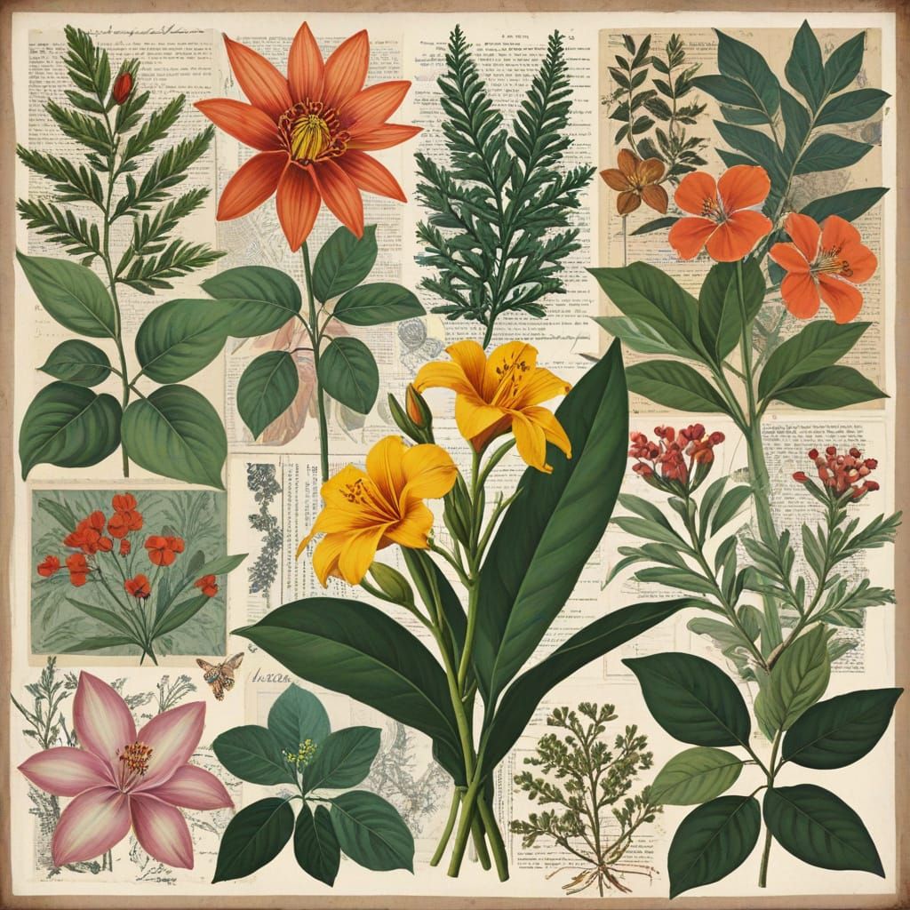 Eclectic Botanical Collage Art