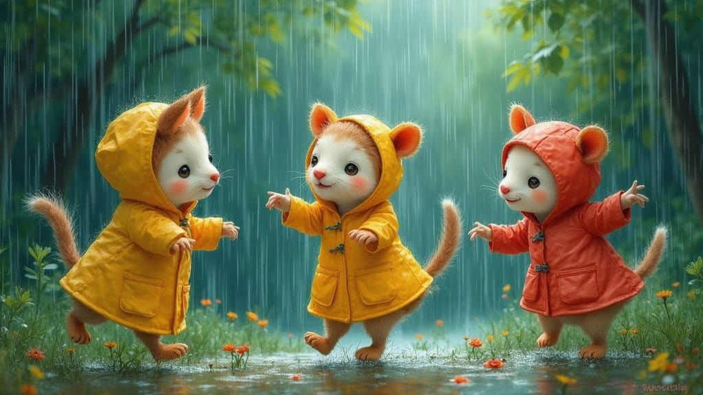 Animals in the Rain: A Rassouli-Inspired Image