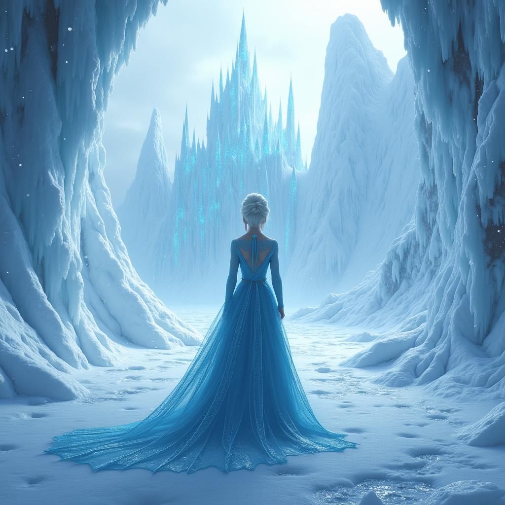 Snow Queen's Icy Domain: 8k Matte Painting
