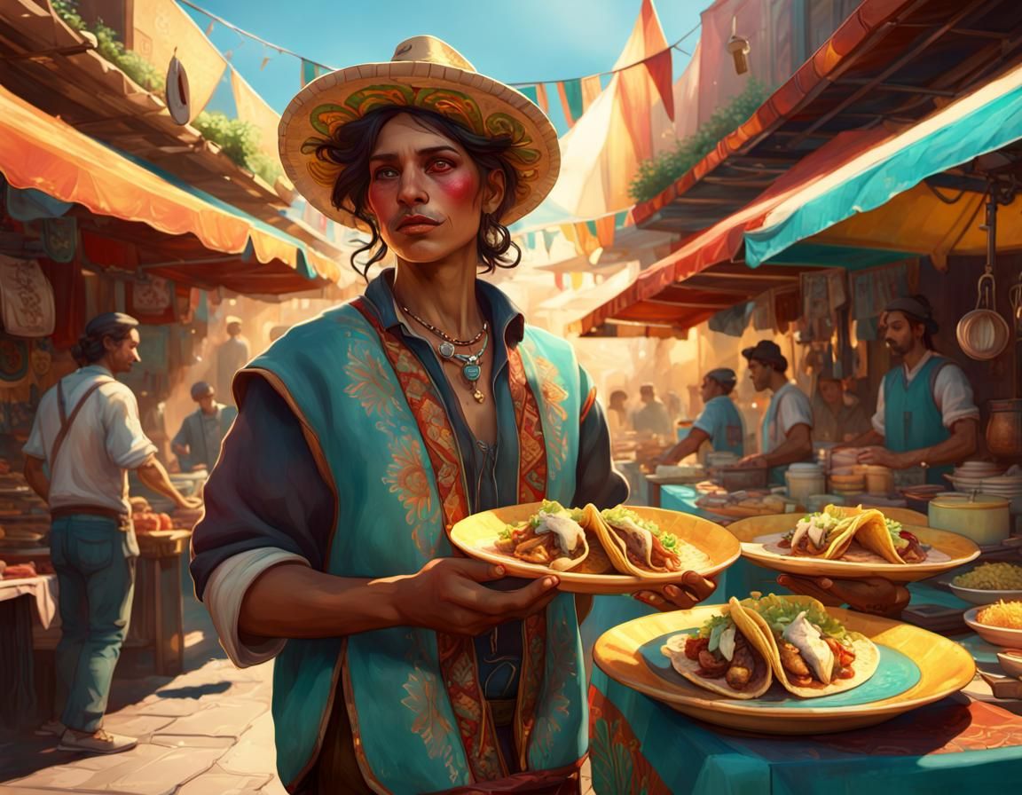 Mexican Street Market Vendor Showcases Fish Tacos