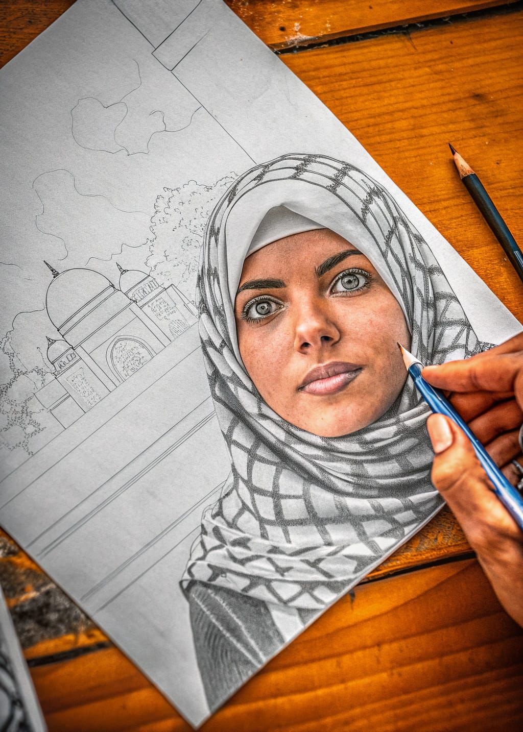 Palestinian Woman in Elegant Black and White