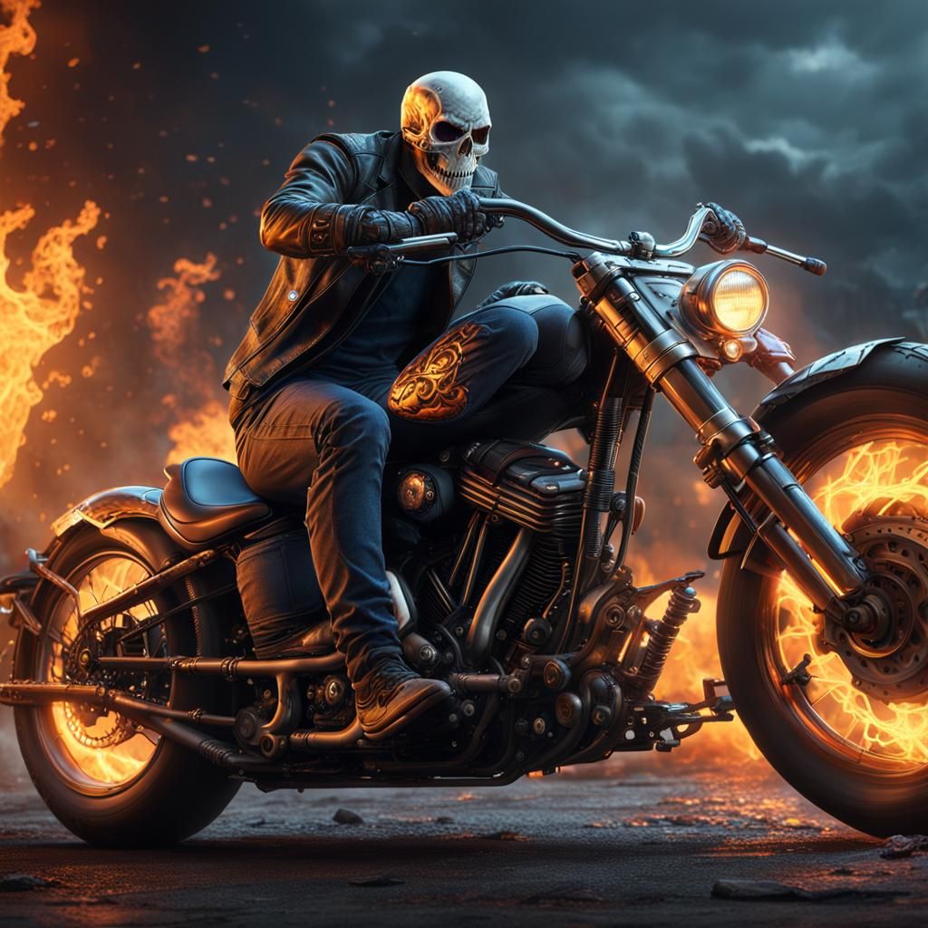 Ghost Rider Bike Poster in Detailed Matte Painting