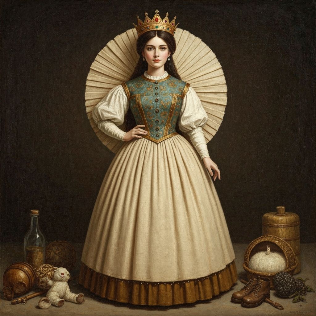 Slavic Fairy Queen on Floral Steed: Impasto Gouache Painting