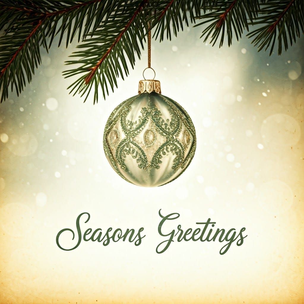 Intricately Designed Christmas Ornament on Vintage Postcard