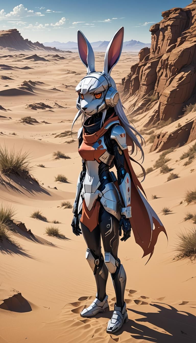 Cyber Rabbit Girl in Anime Key Visual Style