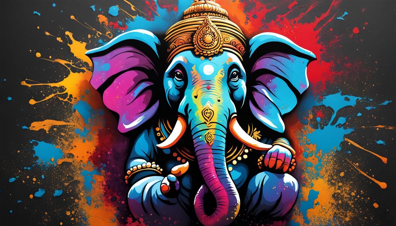 Colorful Ganesh Graffiti Art in Ultra Quality