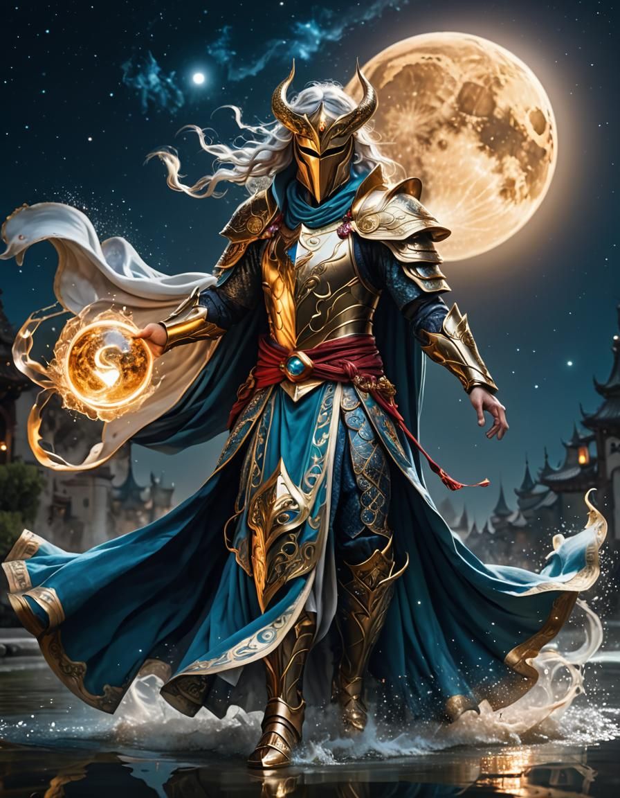 Battle Mage in Mask with Moonlit Magic