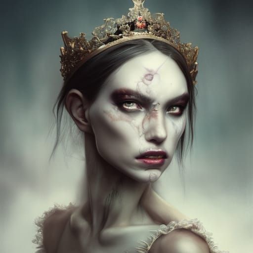 Ethereal Ghoul in Tiara: Hyperrealistic Portrait