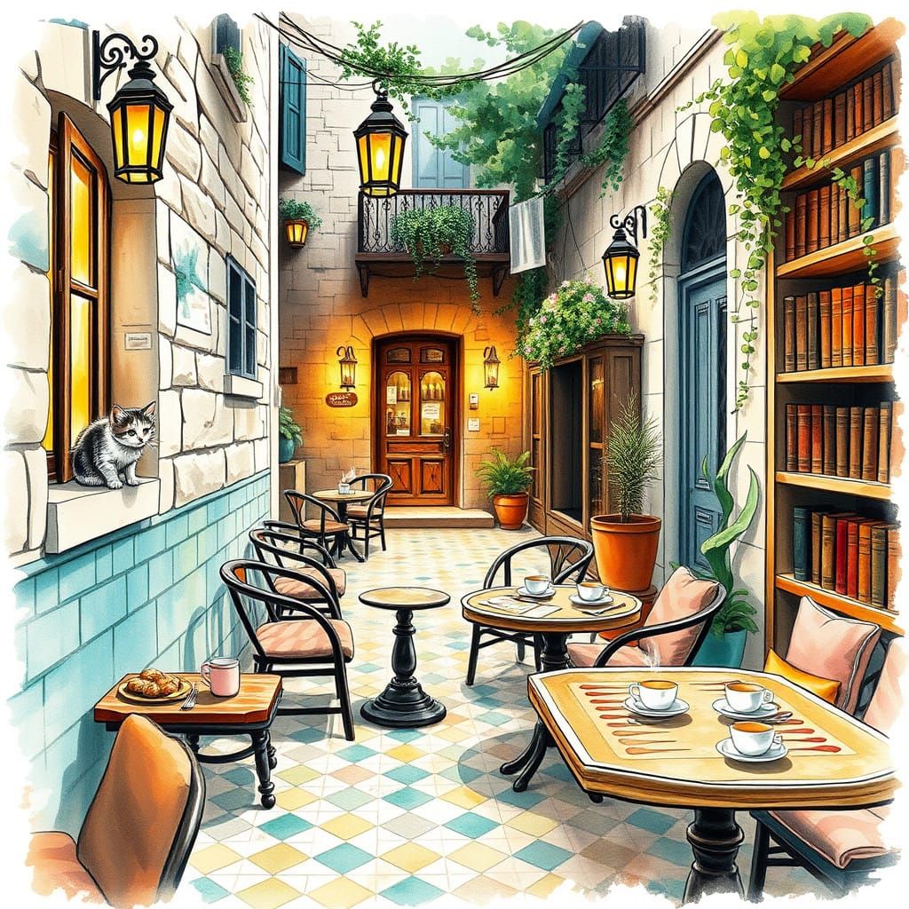 Little street cafe somewhere in Damascus