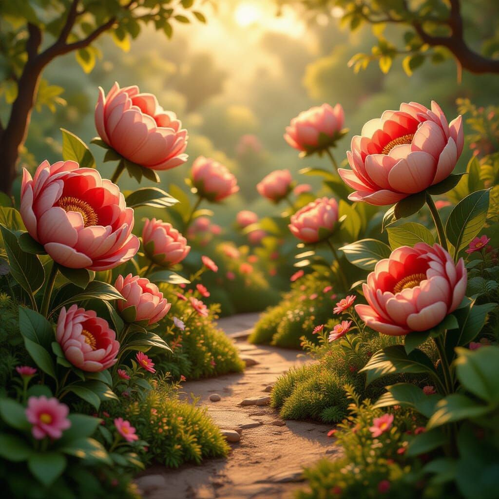 Whimsical Chocolate Flower Garden in Digital Art Style