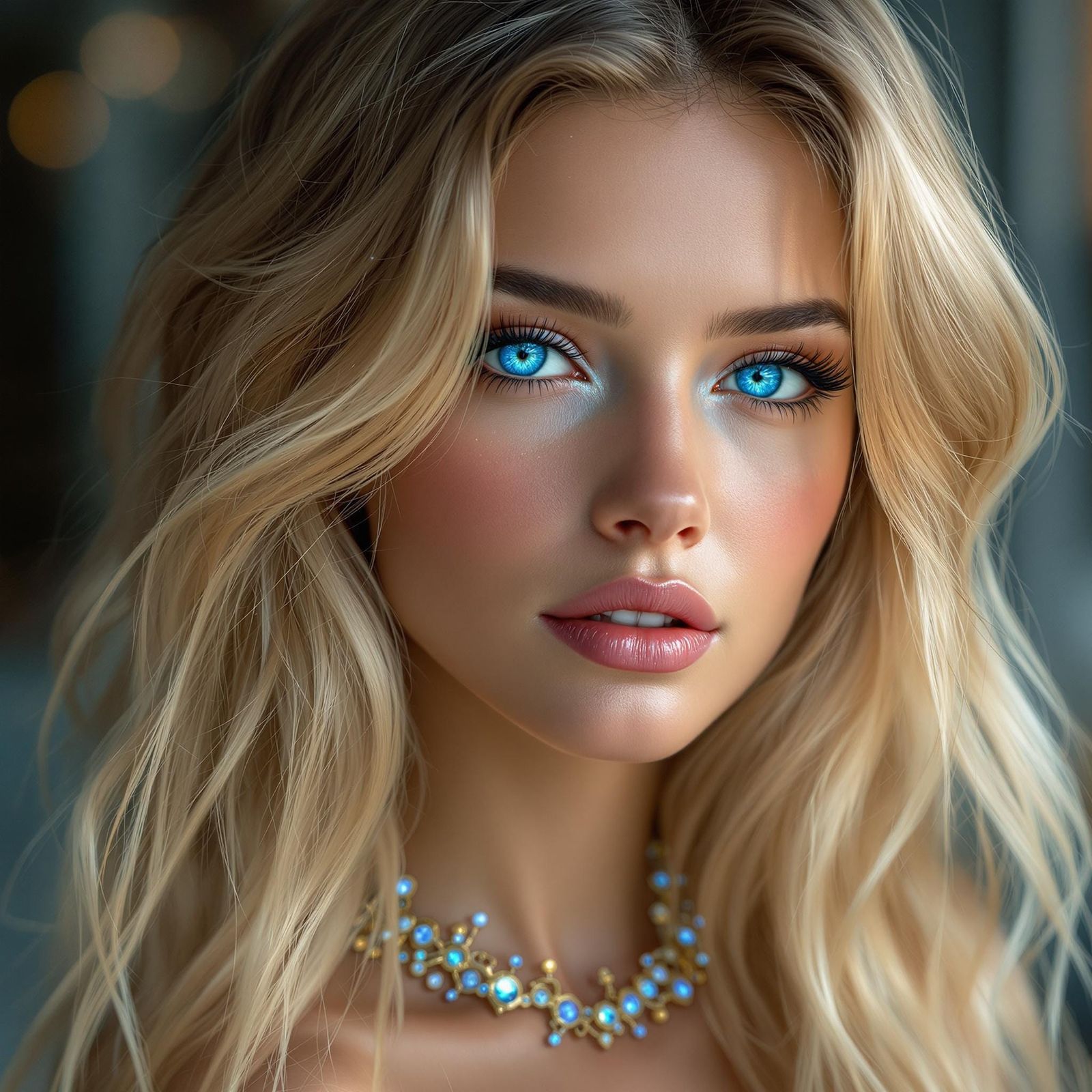 Ethereal Beauty with Crystal Eyes in Cyberpunk Style