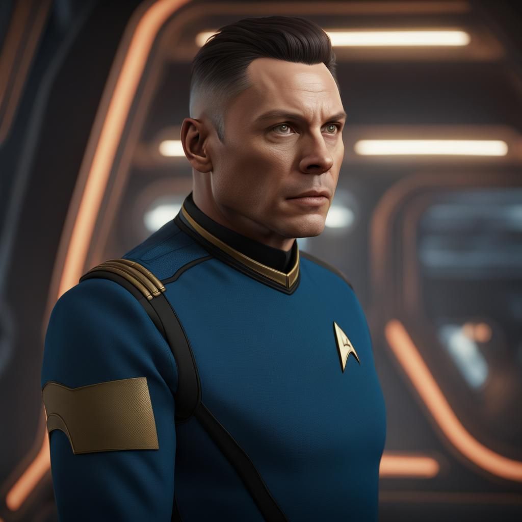 Gerwyn Price as Starfleet Officer in Detailed Matte Painting