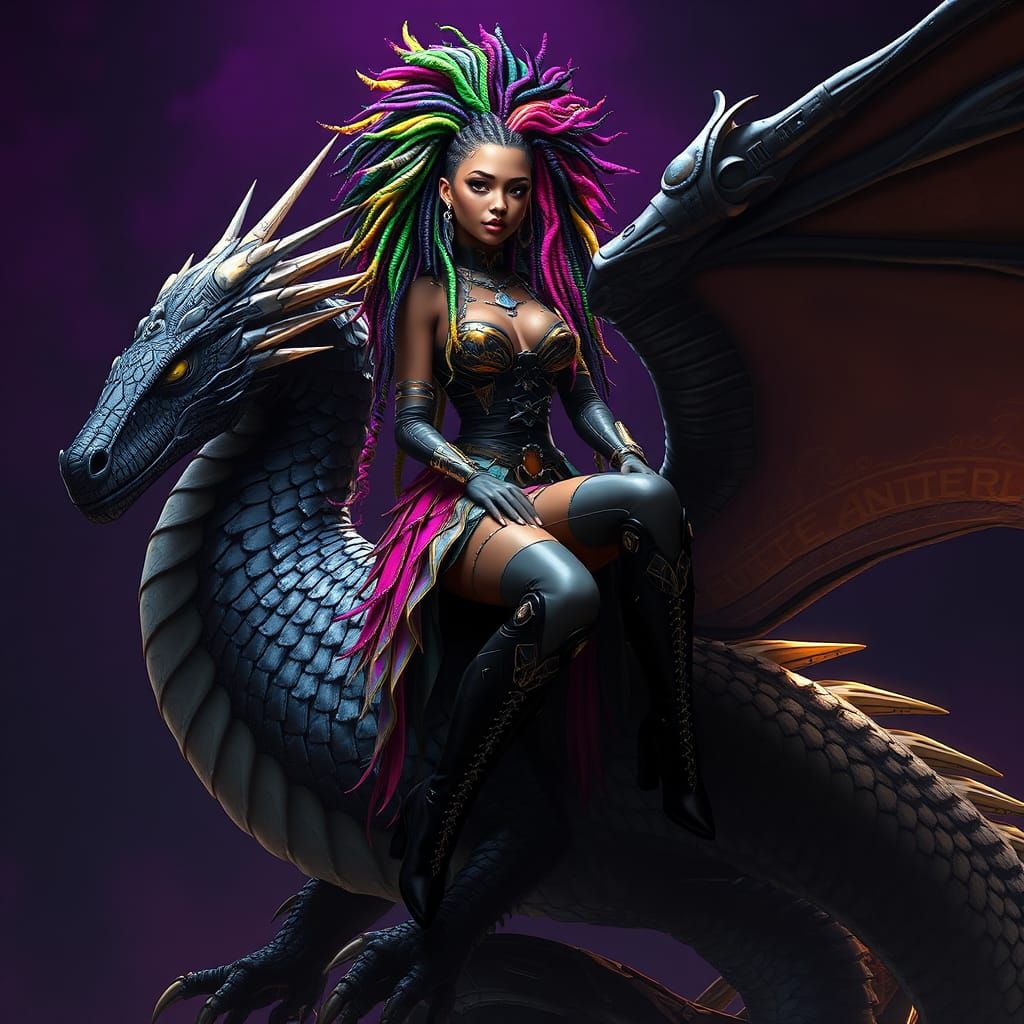 Dragon Rider in Steampunk Style