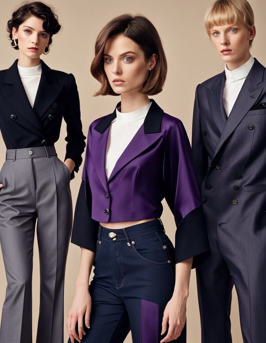 Y2K Fashion Portrait with Denim and Asymmetry