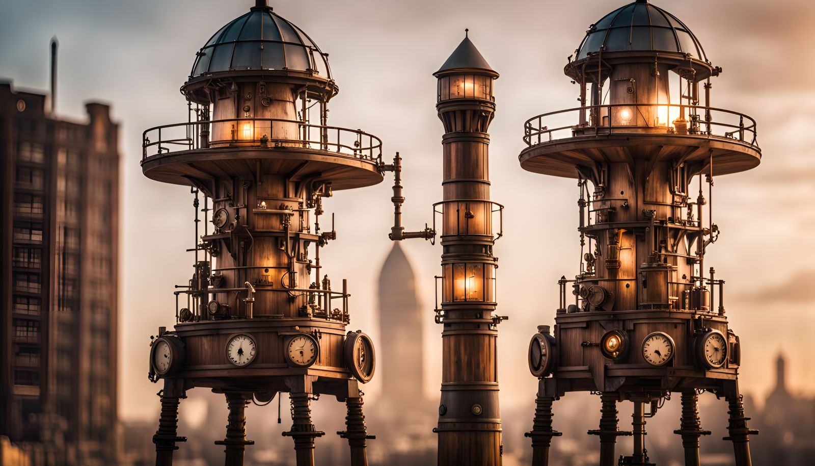 Steampunk Towers: Light Signals via Egyptian Device