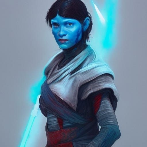Half Chiss Half Togruta Jedi Character Portrait
