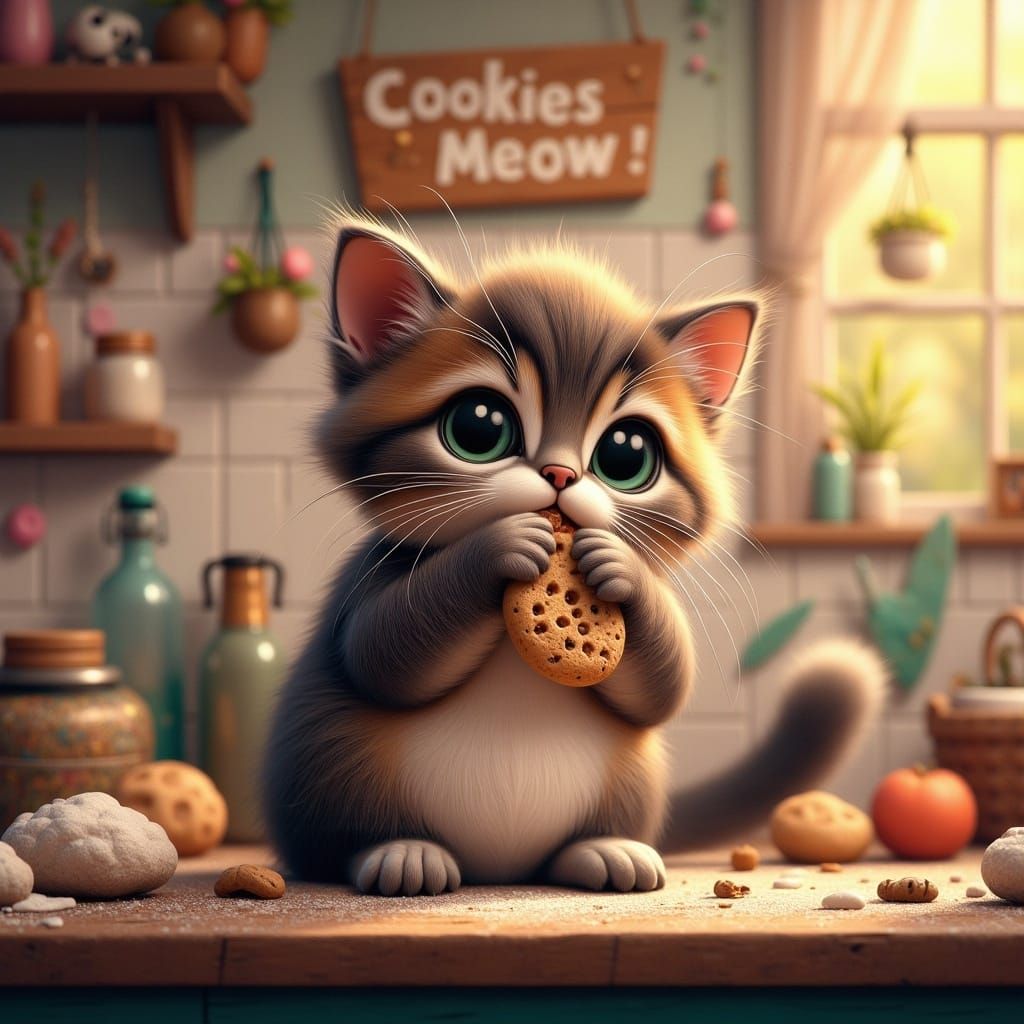 Kitten's Cookie Snack: Fantasy Concept Art