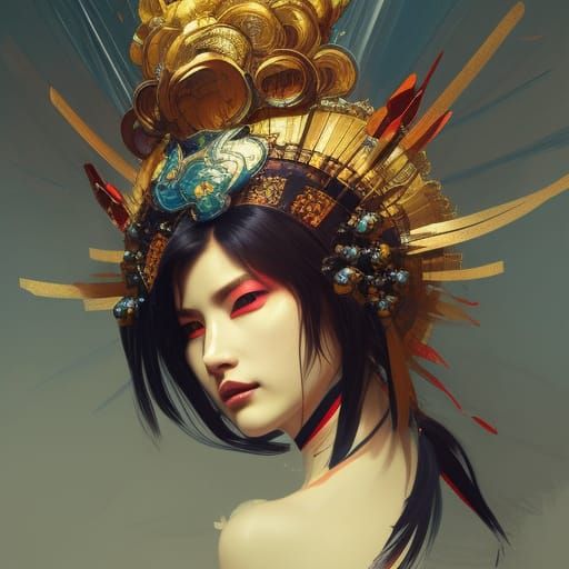 Detailed Portrait of a Namahage in Splash Art Style