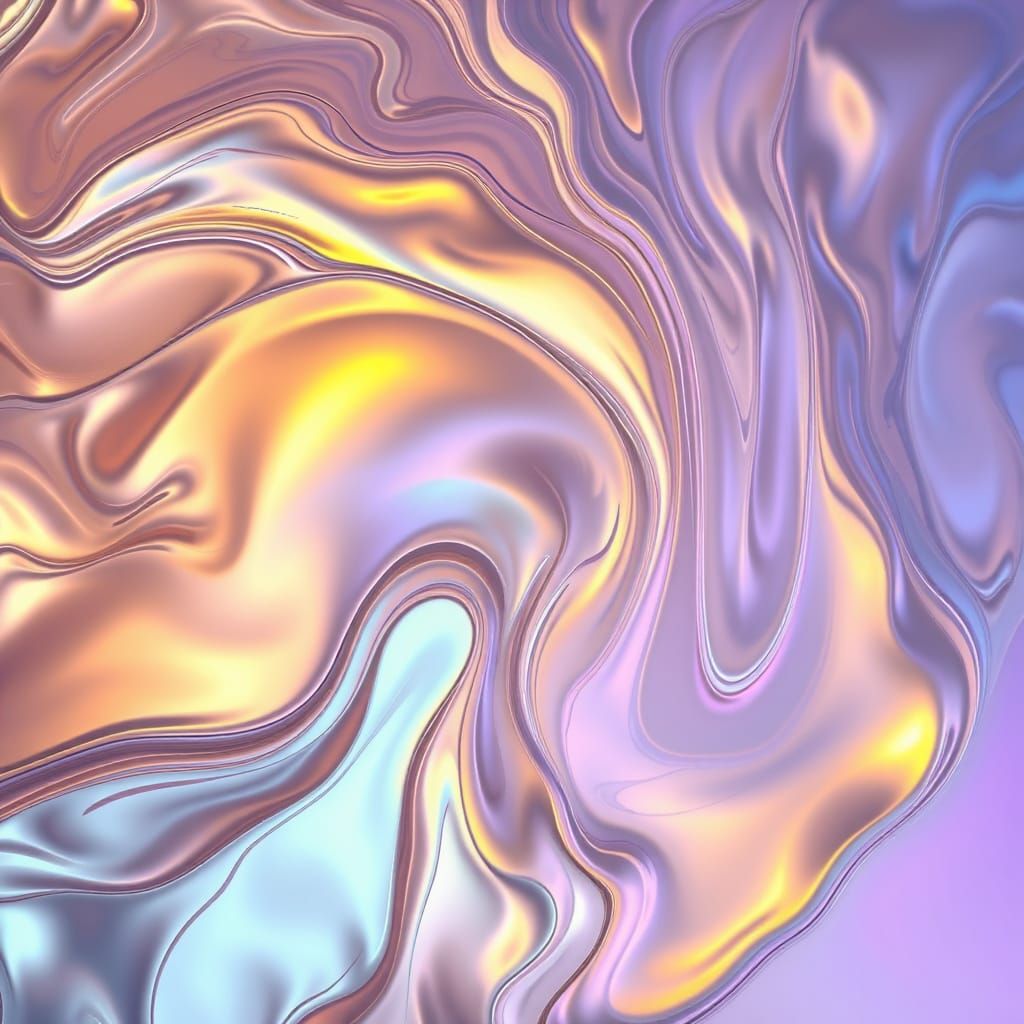 Abstract Iridescent Liquid Forms in Surreal Style