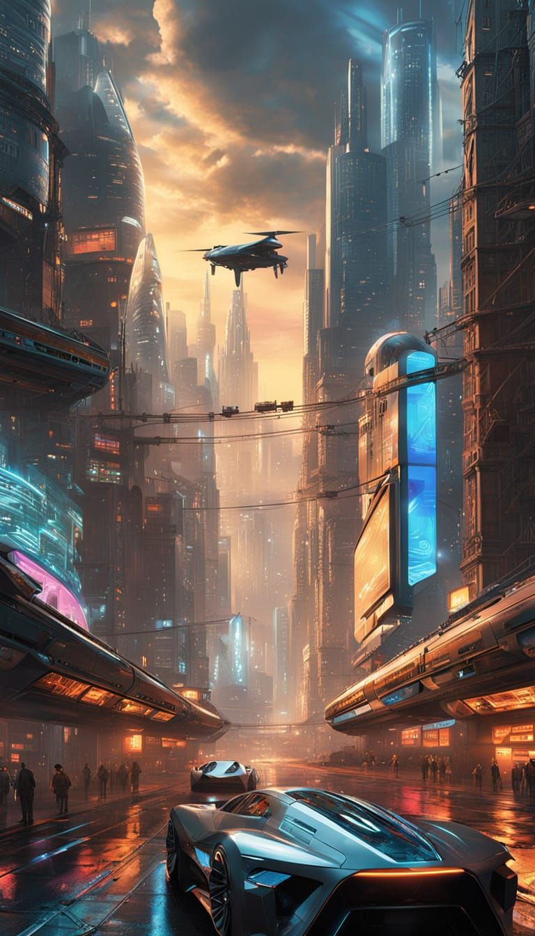 Futuristic Cyberpunk Cityscape at Twilight in 4K