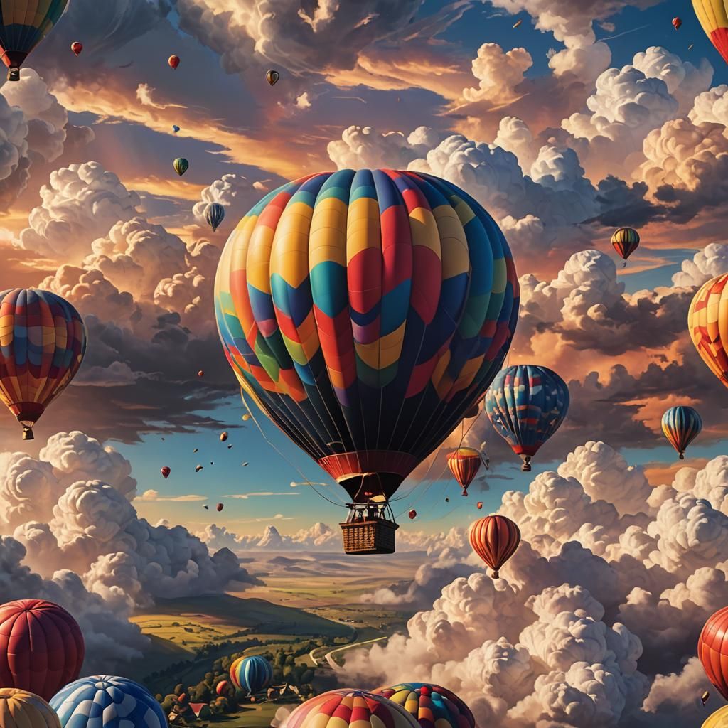 Majestic Air Balloon in Hyper-Realistic Style